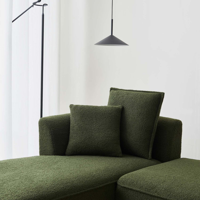 Canapé modulaire 3 pièces Danisa, Tissu vert agneau