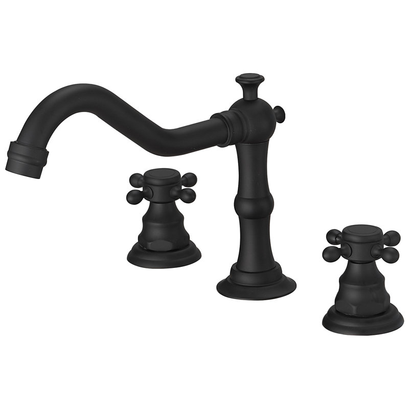 2-handle Bathroom Faucet with Drain Assembly, Matte Black