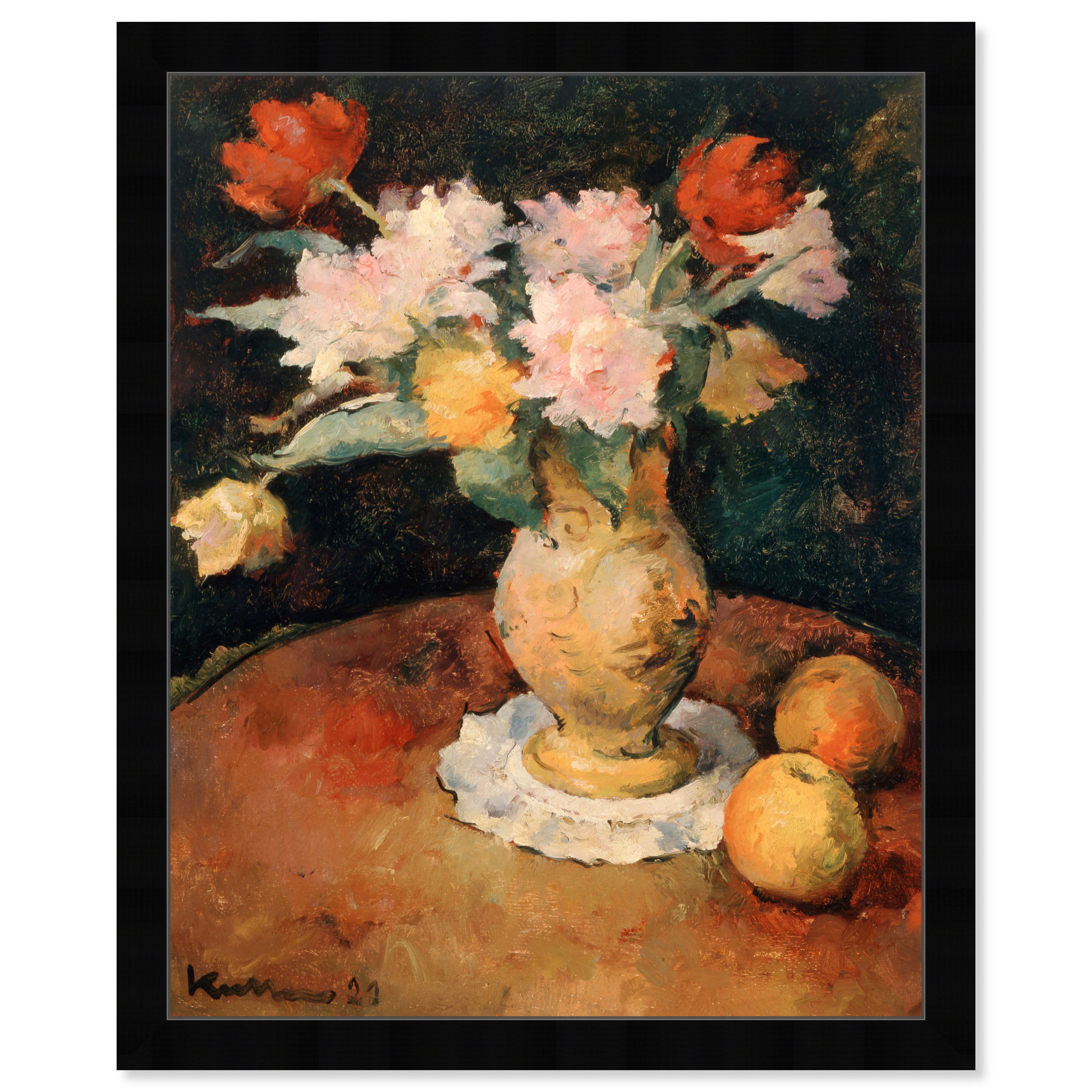 Joseph Kutter - Pivoines, 30" H x 24" W x 0.5" D, Black