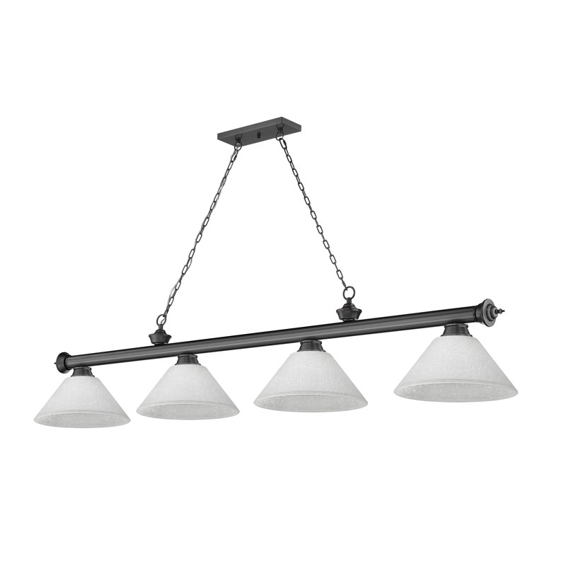Billard 4 lumières Annaleisa, Lin blanc, Bronze plaqué