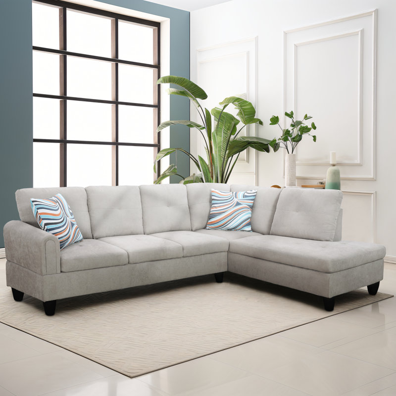 97'' Velvet Sofa, Gray White Velvet