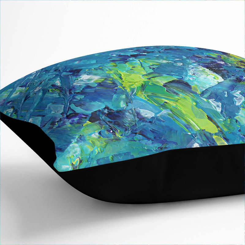 Abstract Square Throw Cushion, Black, 40cm H x 40cm W x 15cm D