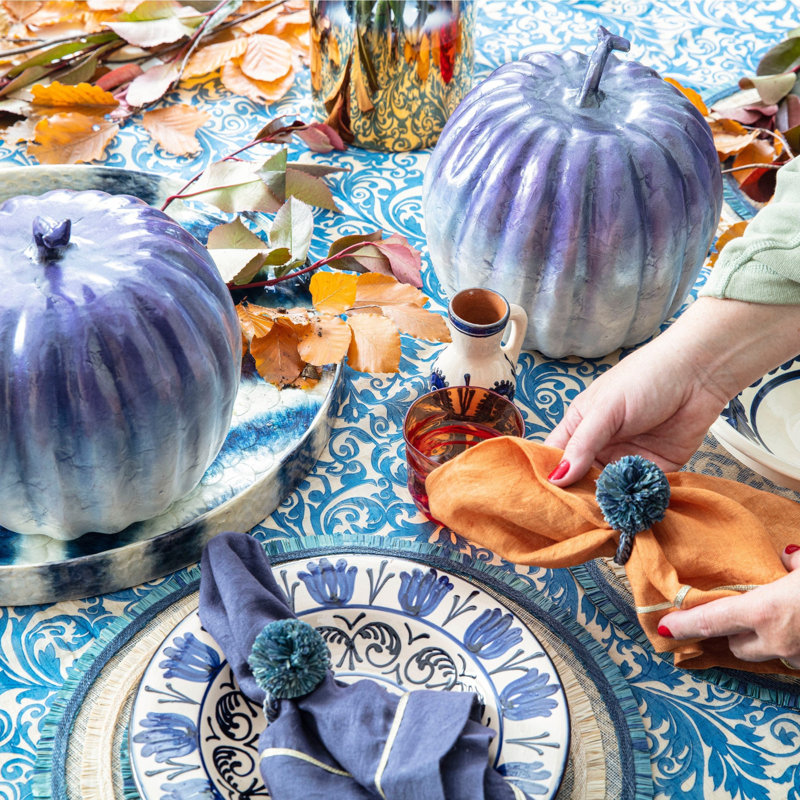 100% Abaca Round Placemats, Indigo