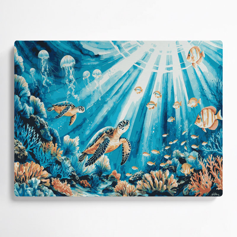 Art mural bleu marine en bord de mer, H 12 po x l 18 po