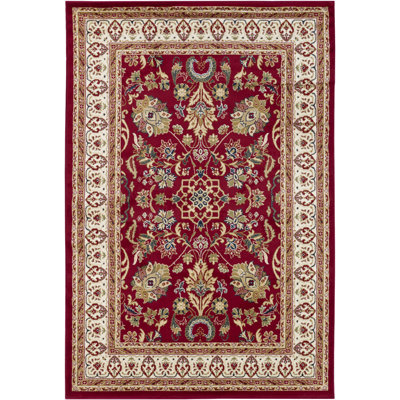 Collingdale Machine-Woven Red Abstract Polypropylene Rug