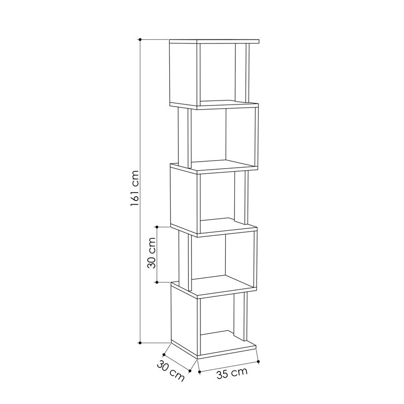 Modern Bookshelf with Wall-Mount Capability, White & Light Mocha, 13.8 x 63.4 x 11.8 inches | 100% Melamine Coated Particle Board, Shelf Capacity: 44 lbs | Stylish Design with Multiple Shelves for Home or Office