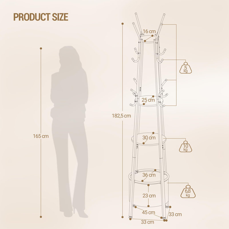 Metal Coat Rack, Brown