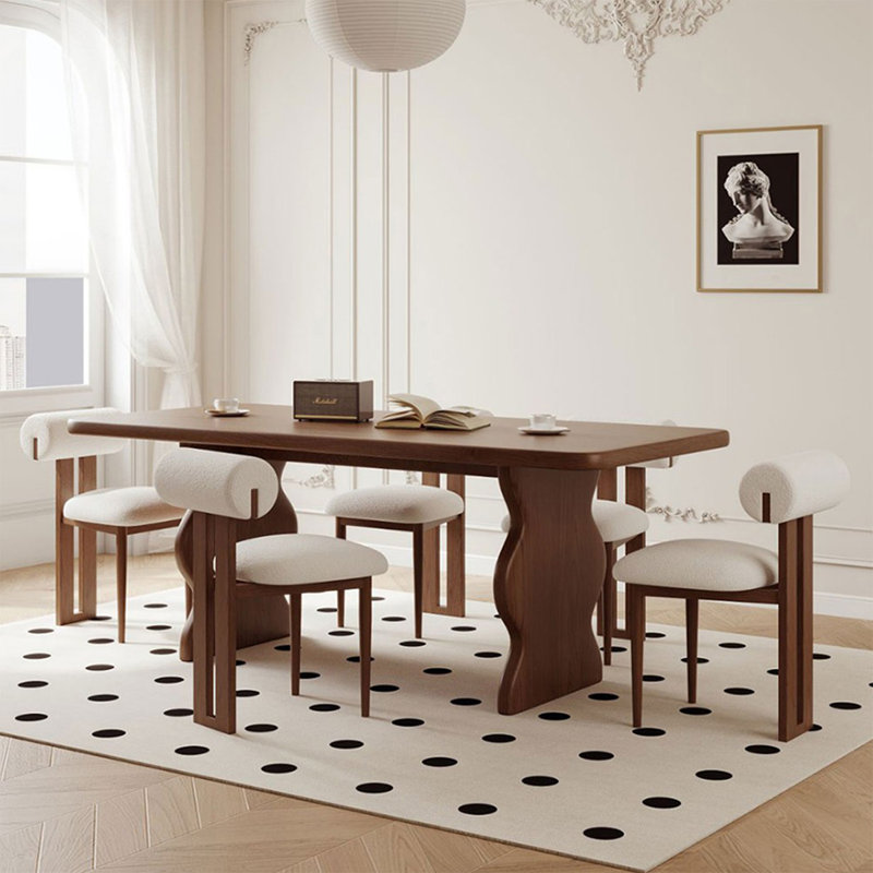 Modern Nut-Brown Rectangular Solid Wood Dining Table, 29.53"H x 78.74"L x 27.56"W