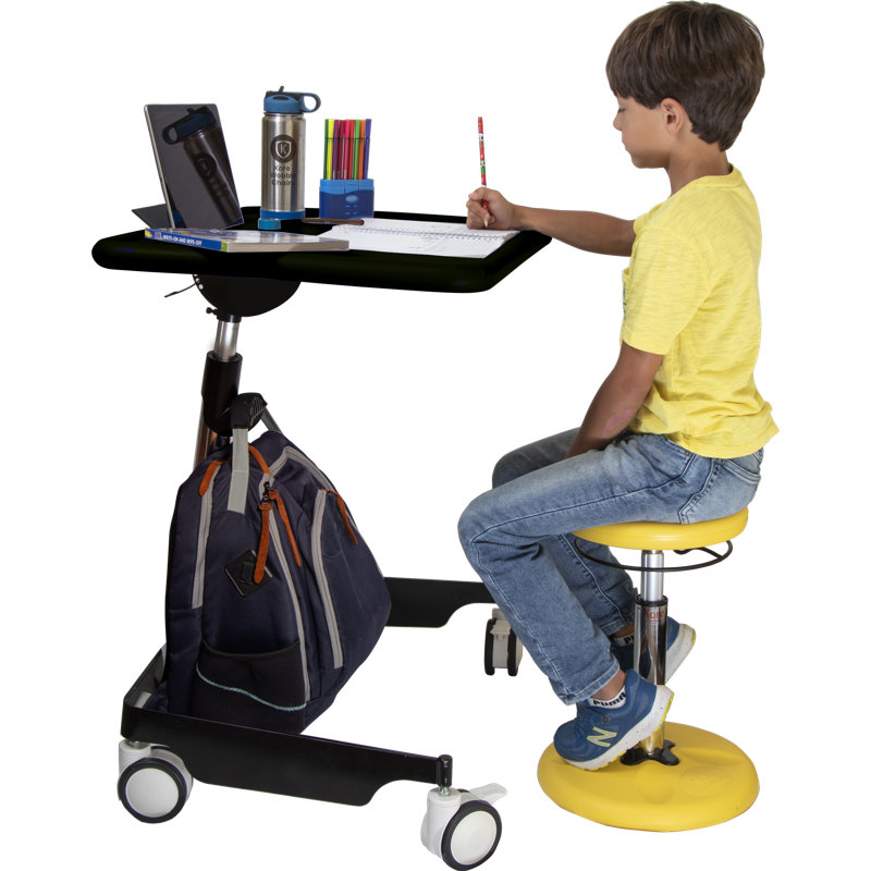 KORE Design Adjustable Sit-Stand Mobile Student Desk – 31" to 38" Height Range for Kids and Classrooms, Black
