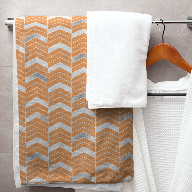 Serviette de bain à chevrons alignés Stephenie, Tige d'or