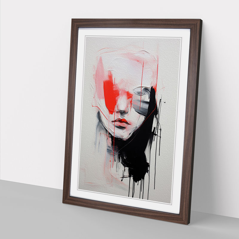 Minimalist Gestural No.2 - Single Picture Frame Print on Wood, Walnut Framed, 64cm H x 46cm W x 2cm D