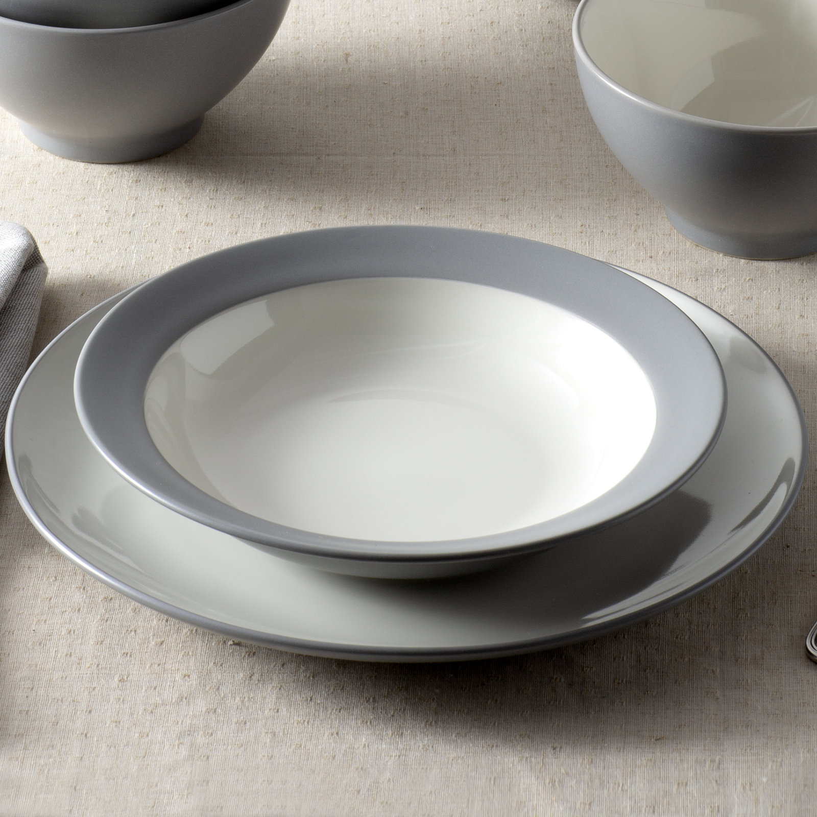 Colorwave Stoneware Dinnerware Set - Service for 4, Slate