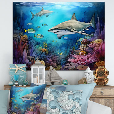 Shark Haven Under Water, reproduction d'art sur toile I