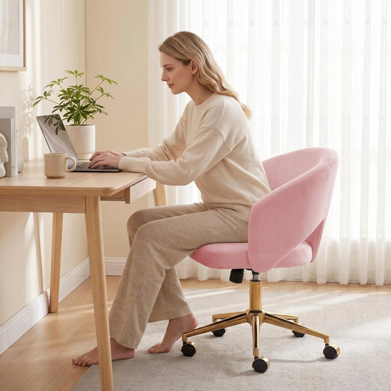 Chaise de bureau pivotante à 360 °, Rose, Rose