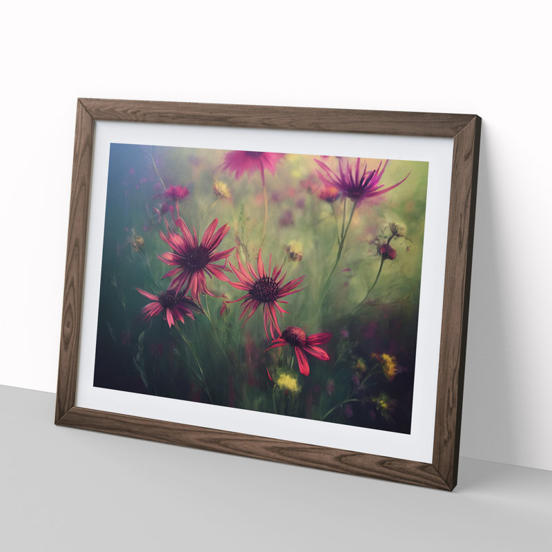Mesmerising Wildflowers Floral 1 Piece Single Picture Frame Painting, 34cm H x 46cm W x 2cm D, Walnut