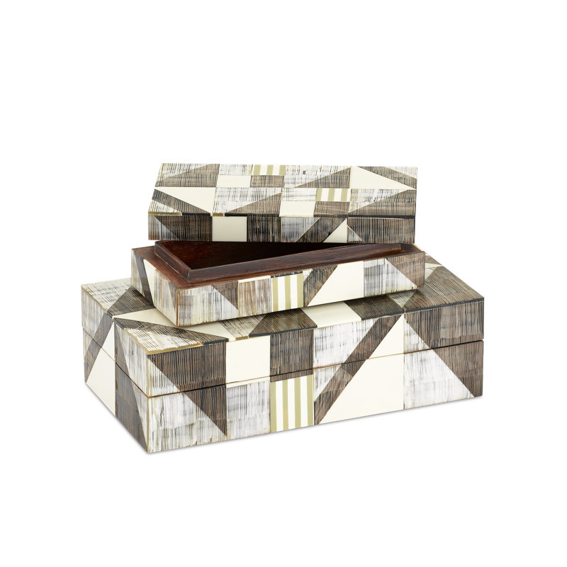 Modernist 2 Piece Handmade Decorative Box Set