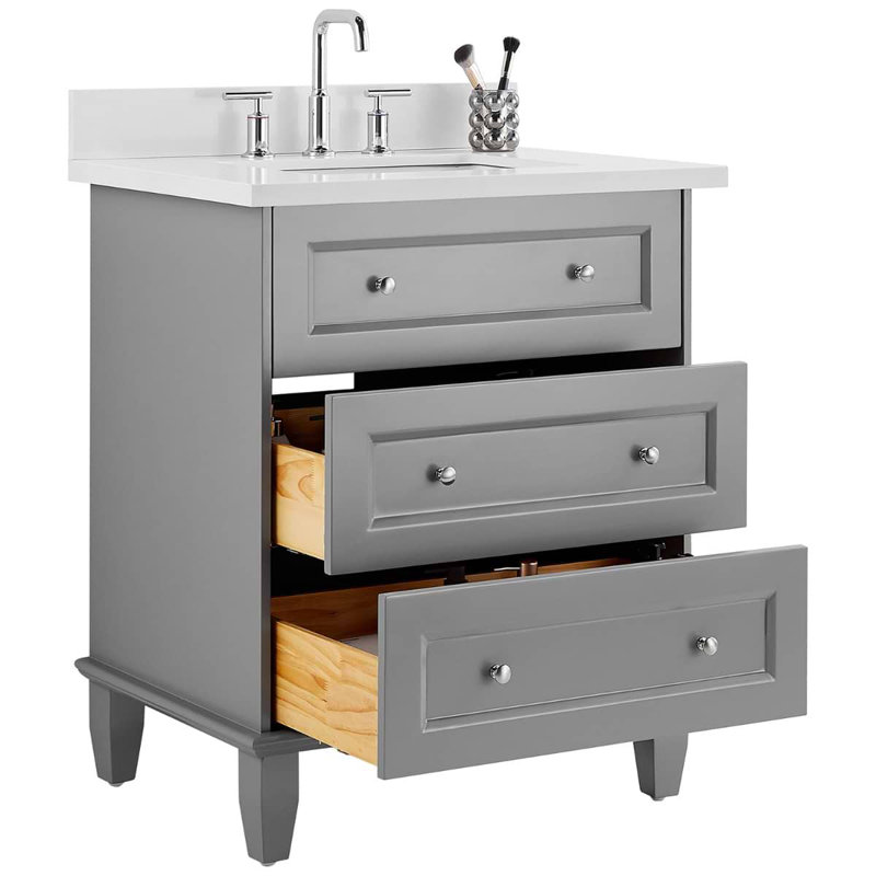 Nora 30" Freestanding Standard Single Bathroom Vanity with Top, Gray