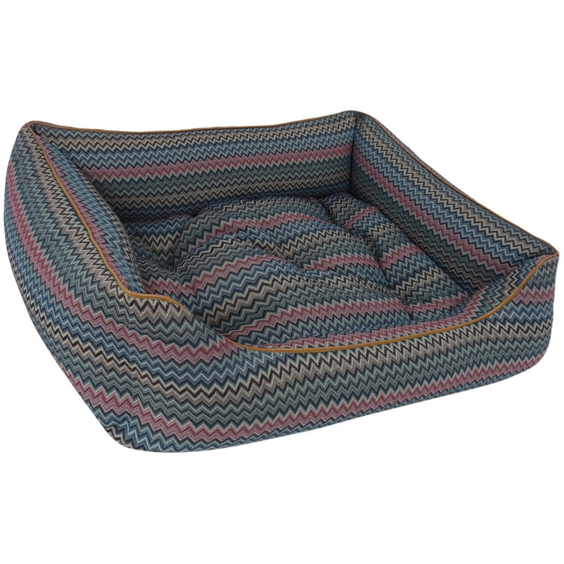 Zik Zak Orthopedic Polyester Pet Bed, Extra Large (100cm W x 80cm D x 35cm H), Grey/Blue/Green/Pink