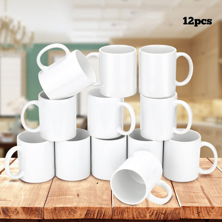 Latitude Run® Carolanne Sublimation Mugs - 11 Oz Sublimation Mugs Blank,  White Ceramic Sublimation Cups, Bulk Mugs