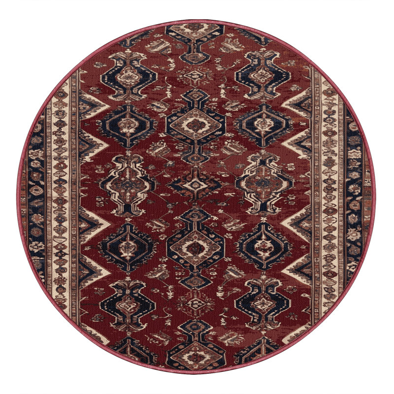 Tapis brun lavable à la machine, Rond 5 pi