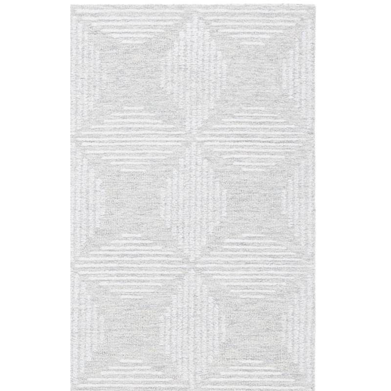 Ebony Hand Tufted Wool, Cotton Geometric Indoor Rug, Runner 2'3" x 9'