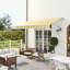 Auvent de terrasse rétractable 12 pi x 10 pi. Manivelle manuelle. 280G / M et eau - tissu. Cadre en aluminium. Abri soleil auvent jaune et gris. Manivelle, cadre pour terrasse, balcon, cour.