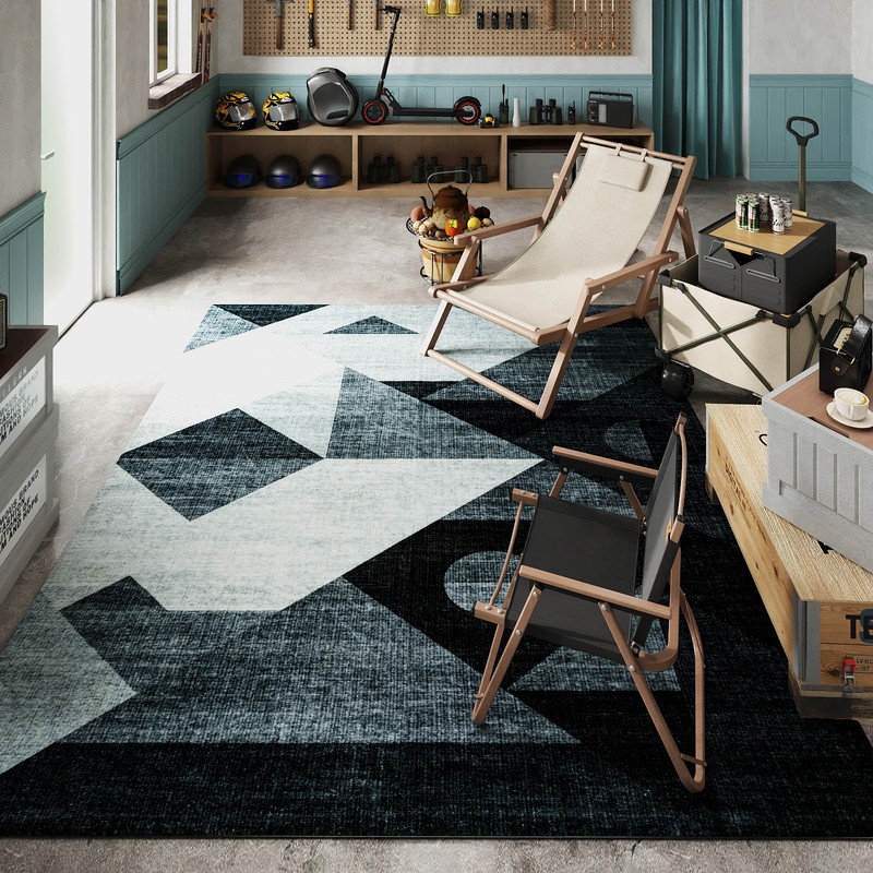 Tapis antidérapant lavable à motif géométrique abstrait