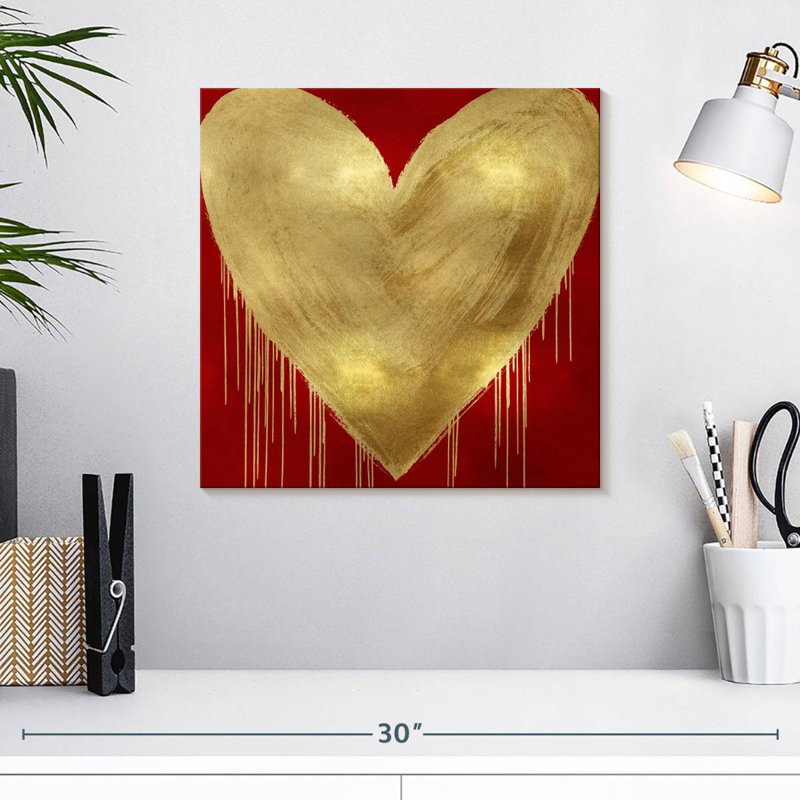 Hardie Big Hearted Gold sur fond rouge, H 16 po x l 16 po