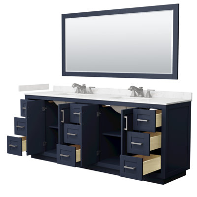 Miranda 84" Freestanding Double Bathroom Vanity with Cultured Marble Top