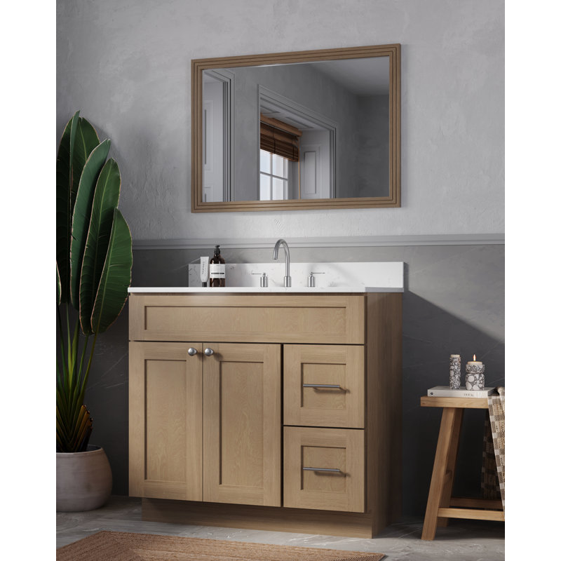 Ensemble de meuble-lavabo simple 36 po Chrisna, Chêne naturel