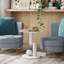 Ensemble de 2 tables de bout en marbre blanc, tables de chevet pour le salon, la chambre à coucher et le bureau-1345952417