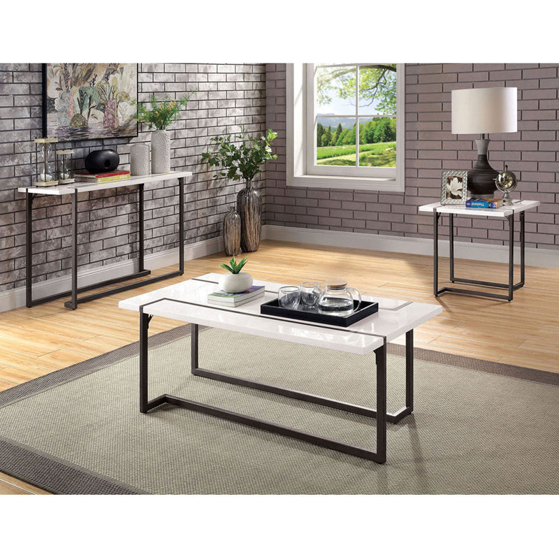 Pieds de table basse de style moderne et contemporain se prolongeant sur le plateau de la table.