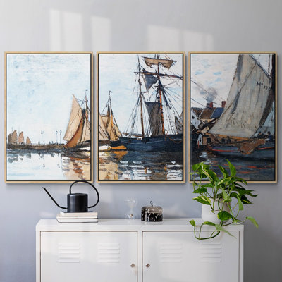 " Boats In The Port Of Honfleur, 1866 " 3 - Pieces