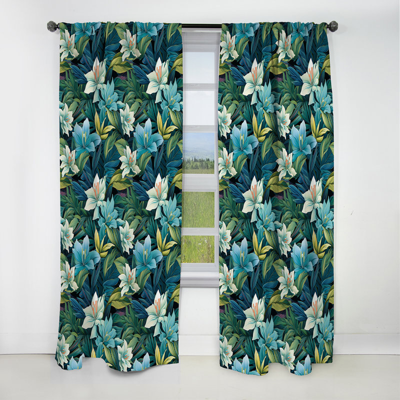 Tropic Mirage Ii - Motif tropical - Rideau floral - Rideau occultant floral - 1 panneau, L 52 po x L 120 po