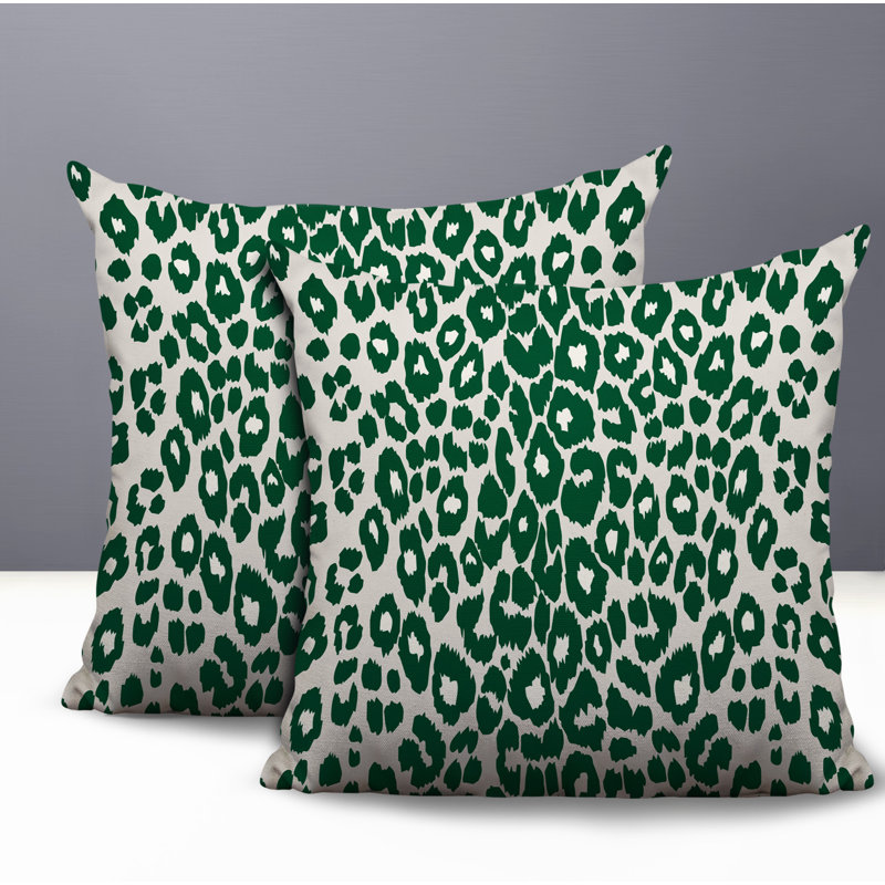 Oreiller réversible intérieur / extérieur à imprimé zébré Dibi, 16x16, Green
