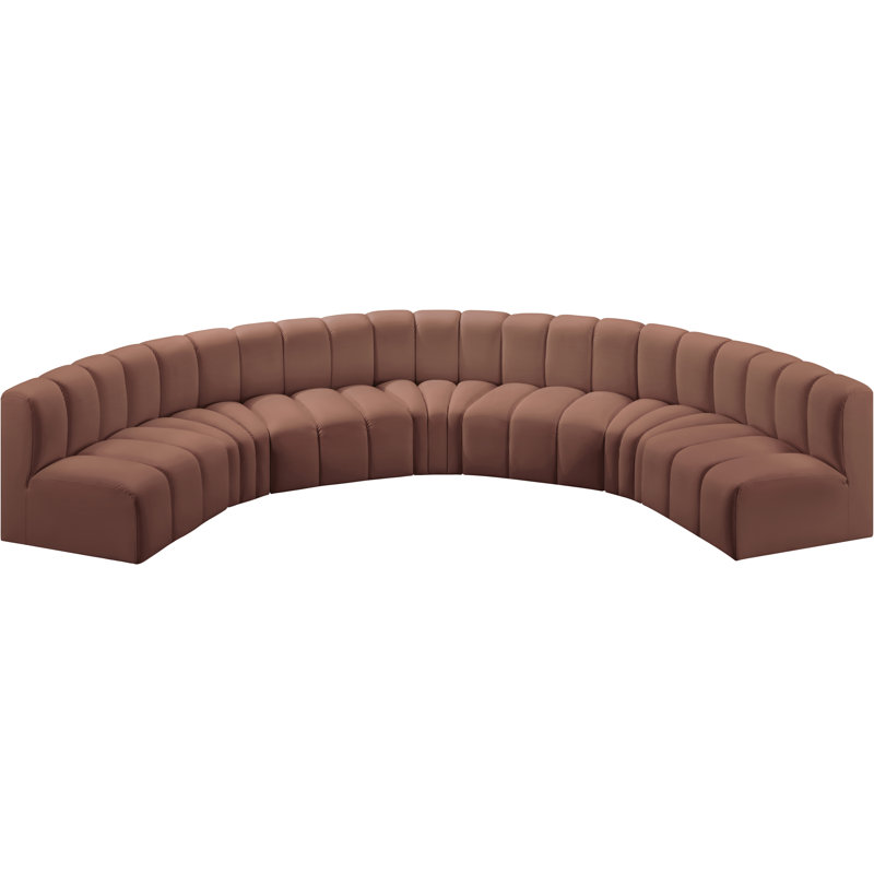 Hittel Upholstered 162'' Sofa, Cognac Vegan Leather