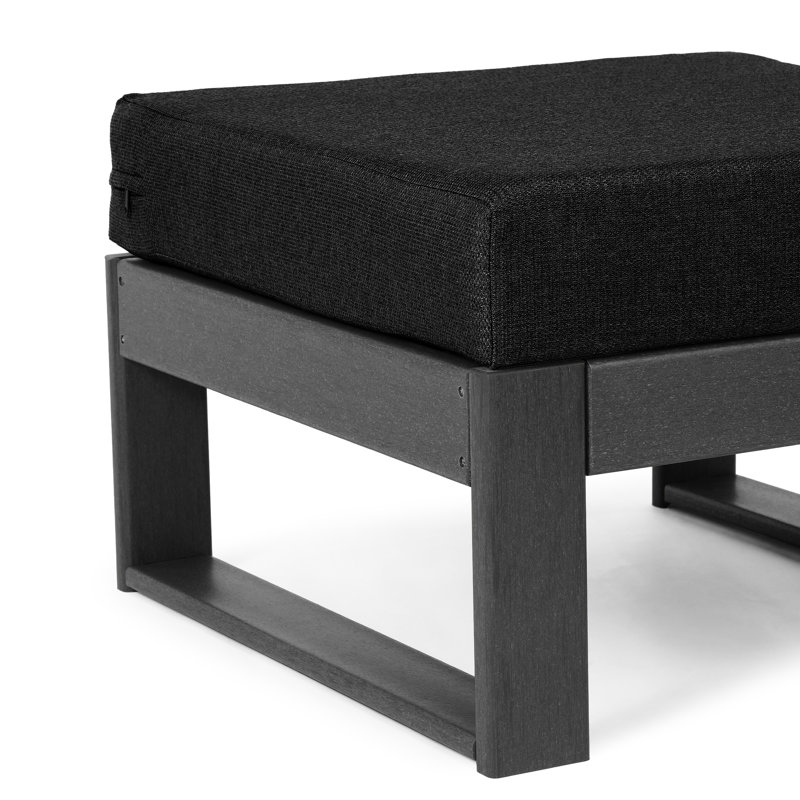 Patio Deep Seating Ottoman With  Frame, Gray, Black