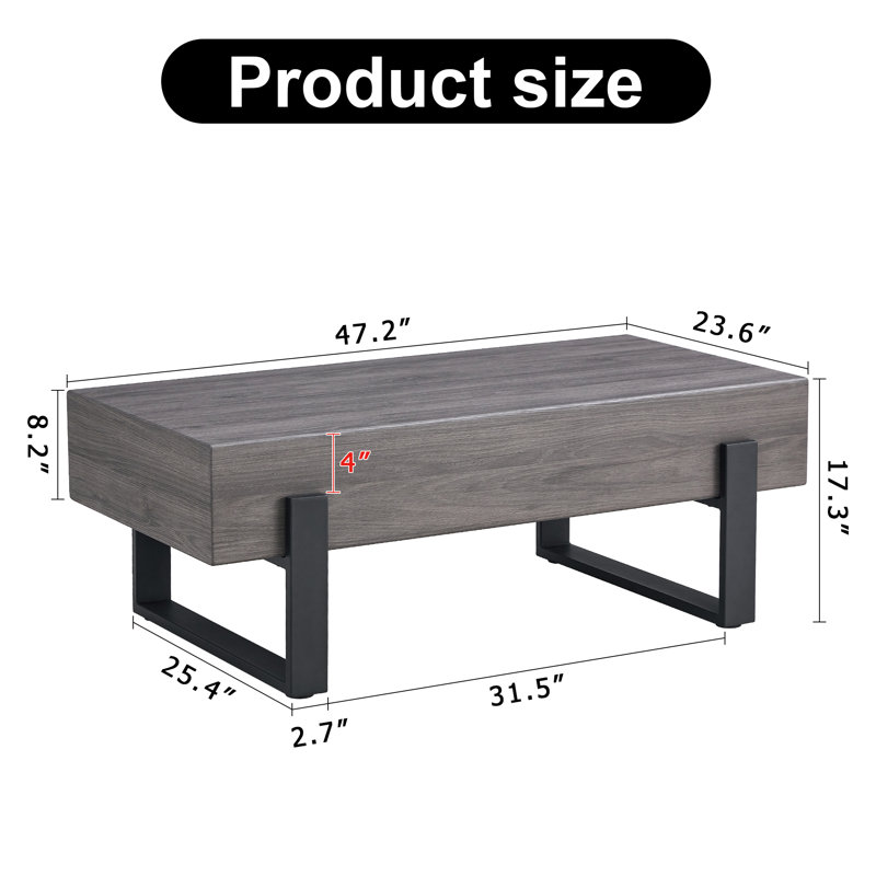 Table basse 47,2 po x 23,6 po en bois aggloméré texturé noir et gris. Autocollant texturé gris, revêtement en métal noir par pulvérisation, table basse en bois aggloméré. Présentant un style moderne et simple.
