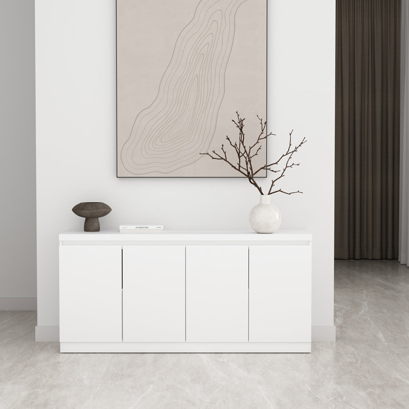 Griffin 62" Modern 6-Shelf Sideboard in White, White