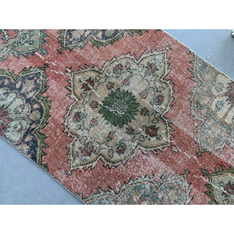 Tapis turc rétro Oushak: tapis en laine Anatolian biologique avec un design traditionnel