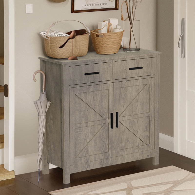 Kitchen Storage Cabinet Modern Buffet Cabinet with Storage Coffee Bar with 2 Drawers Floor Sideboard Buffet, Gray