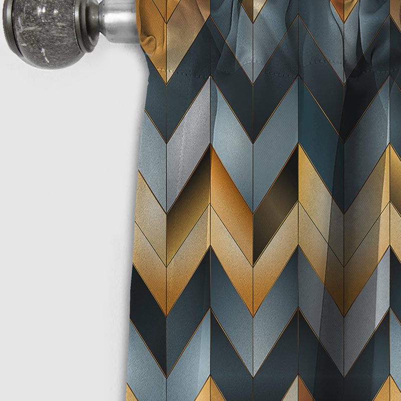 Golden Grey Urban Elegance Chevron Pattern - Chevron Curtain - Blackout Curtain - 1 Panels, 52" W x 84" L