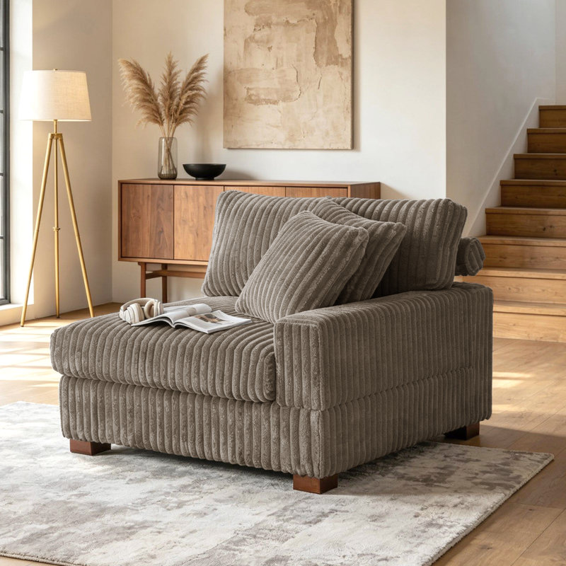 Fauteuil rembourré brun clair en fausse fourrure de lapin en flanelle avec dossier rembourré, Marron clair