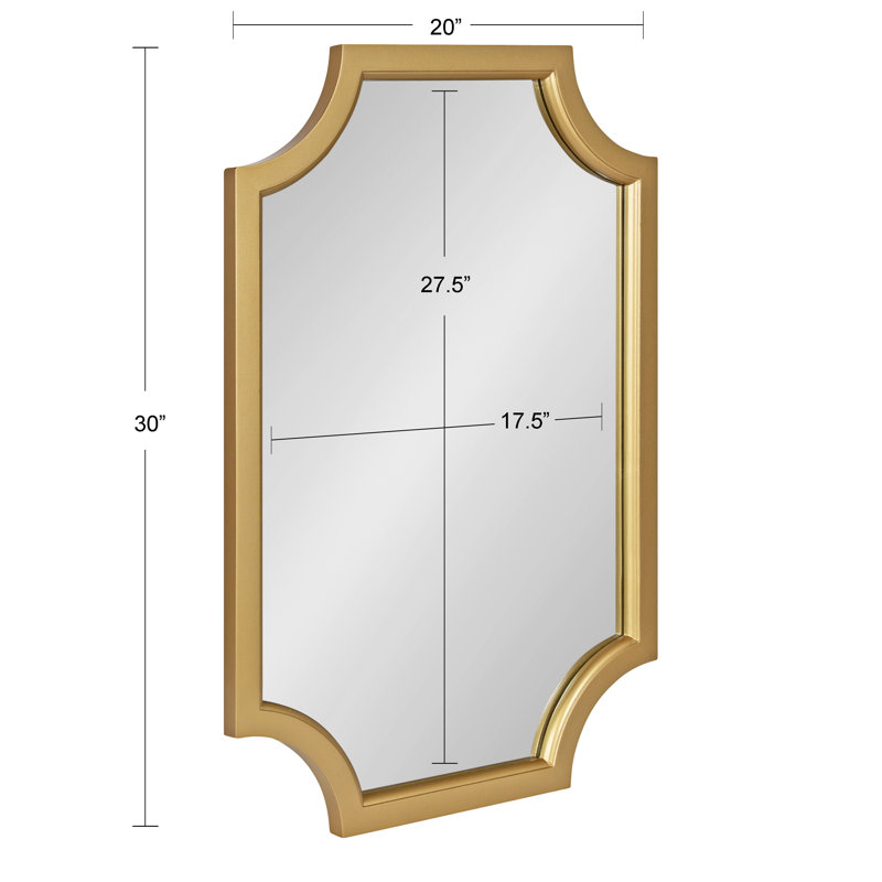 Miroir d'appoint Mertztown Glam, 30 po x 20 po, Or