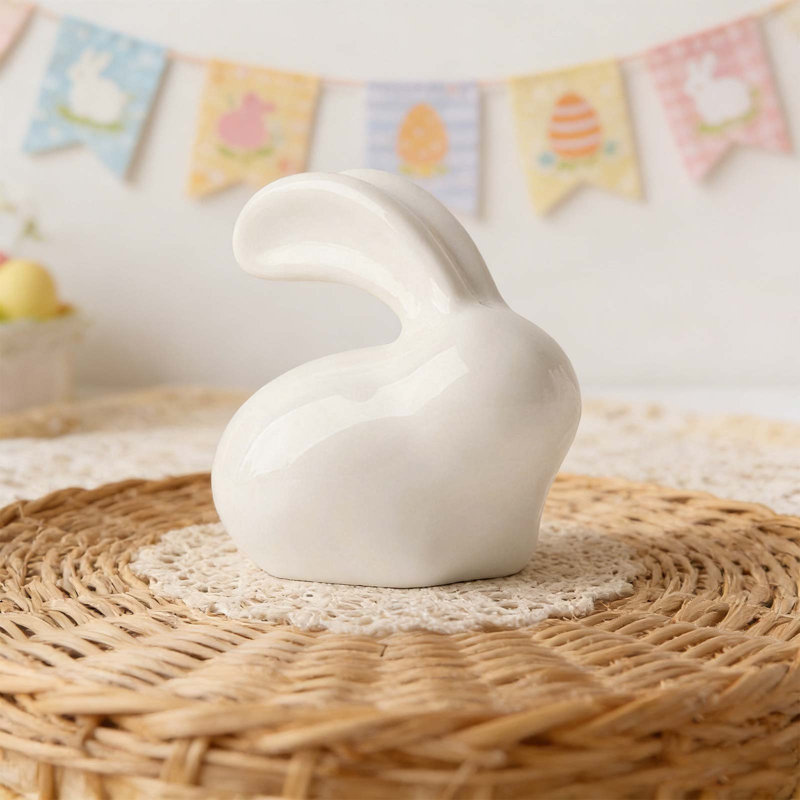 Figurine de lapin de Pâques en céramique Mini ornement de lapin blanc, White