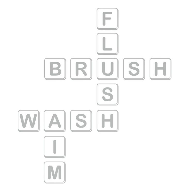 Décalcomanie murale pour salle de bain scrabble, H 48 po x l 42 po x P 0,01 po, Argent
