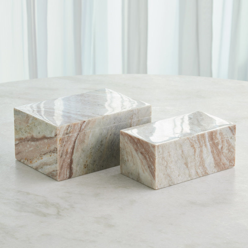Handmade Marble Decorative Box, 4.75" H x 10" W x 7" D
