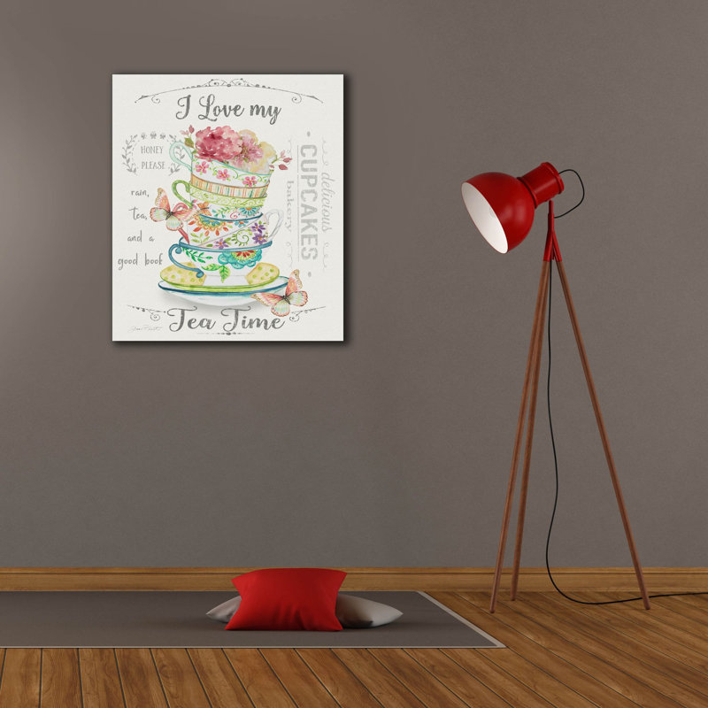 «I Love My Tea Time» par Jean Plout, art mural sur toile, H 30 po x l 26 po x P 1,5 po