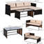 Extérieur 3 pièces - Mobilier de patio avec méridienne, coussins de siège moelleux, table en verre trempé, pièce basse beige