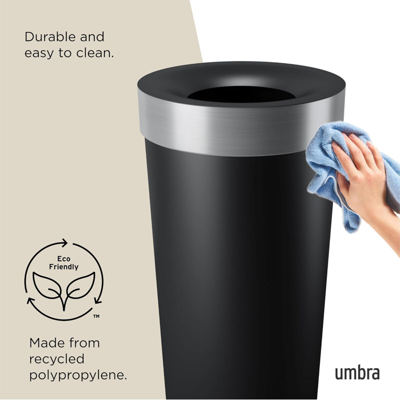 Black and Nickel 16.5-Gallon Open Top Kitchen Trash Can